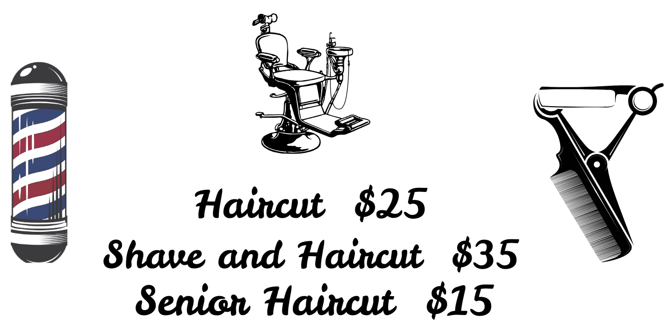 Service menu and prices at Danny's Barbershop